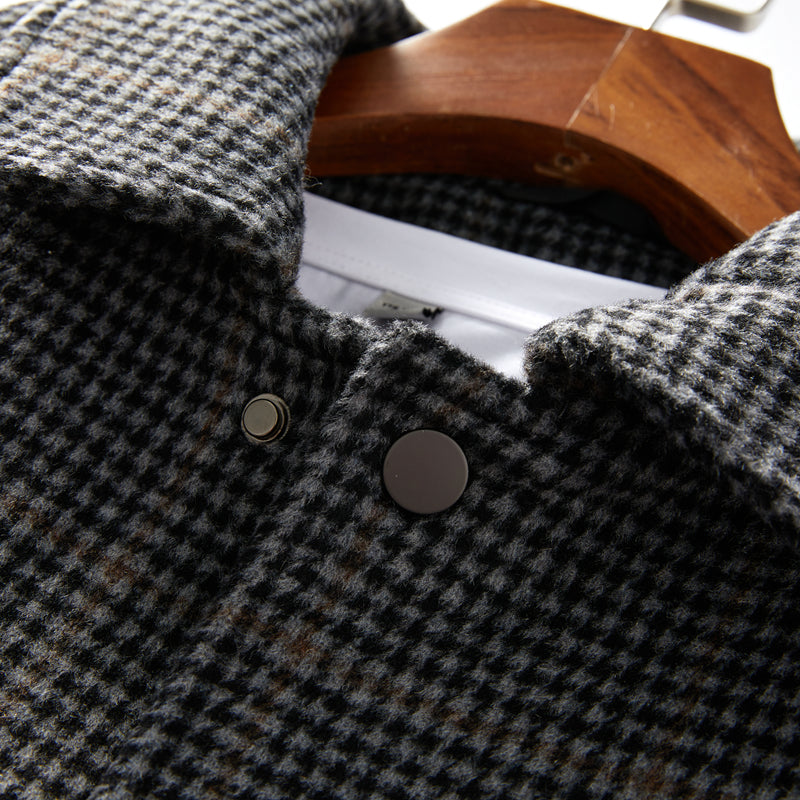 Heavyweight 53% Sheep Wool Houndstooth Lapel Coat – Korean-Style Casual Winter Staple