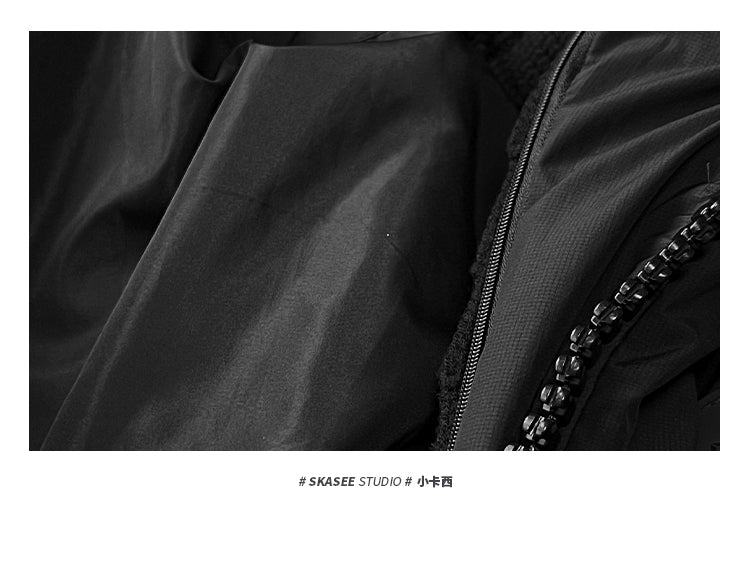 Detachable Fake Two-Piece Wool Collar Puff Feel Down Jacket Men Winter Trendy Loose Thickened Plaid Pattern Coat Trendy