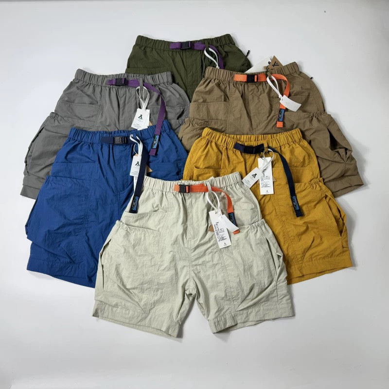 Japanese Retro Large Cargo Shorts Multi-Pocket Unisex Loose Straight