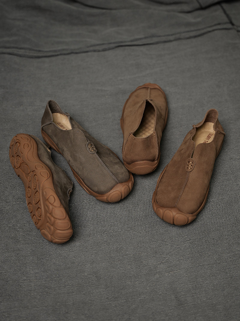 Genuine Leather Slip-On Casual Shoes for Men – Breathable Soft Sole, Lazy-Loafer Comfort