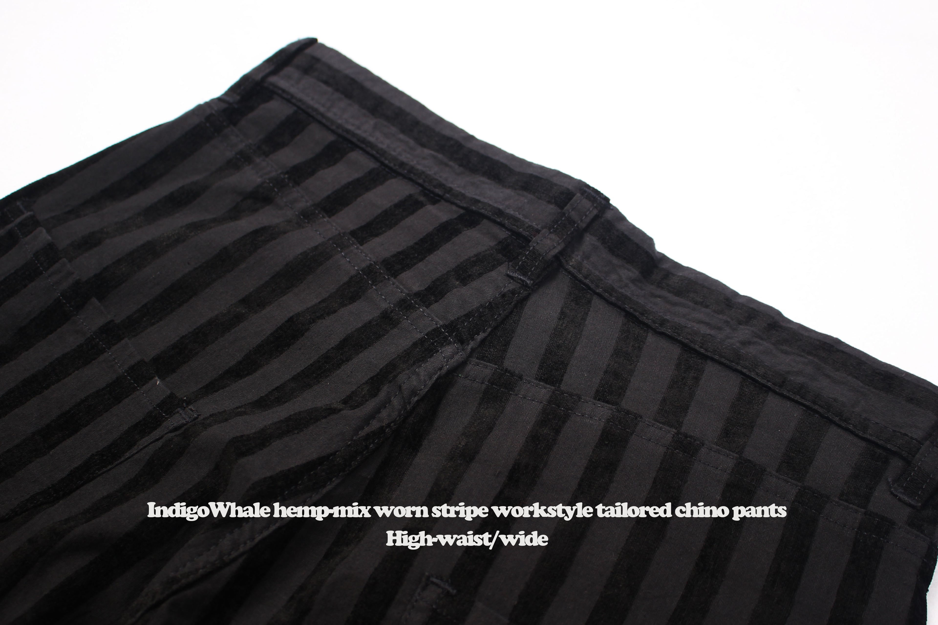 Vintage Flocked Striped Workwear Style Loose Wide-Leg Tapered High-Waist Chino Casual Pants