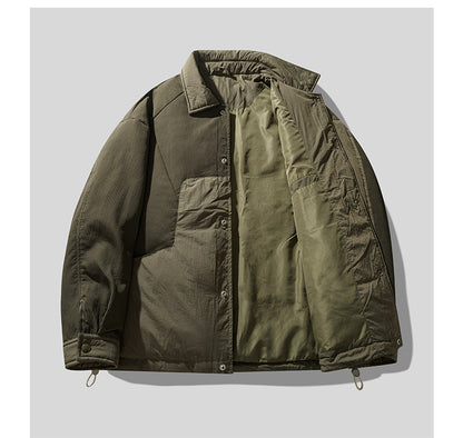 Men's Korean High-End Retro Patchwork Down Jacket - 90% Duck Down Shirt-Style Lightweight Winter Coat