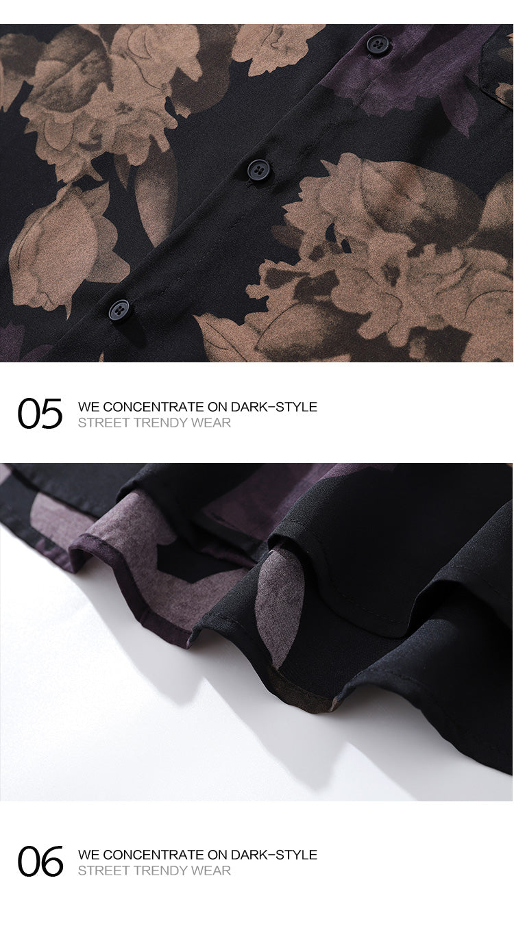 Thai Hawaiian Floral Full Print Long Sleeve Shirt for Men Autumn Trendy Casual Baroque Shirt