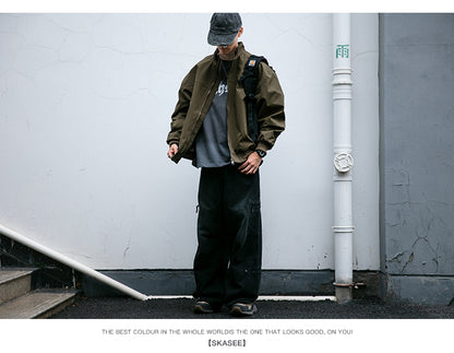 Men's American Style Waterproof Coach Jacket - Trendy Stand Collar Outdoor Windbreaker