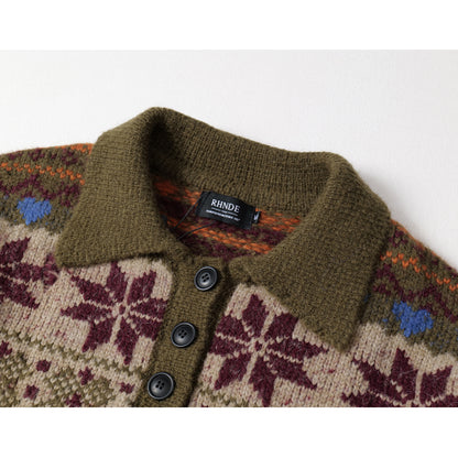 Fairland Henley-Collar Wool Blend Pullover – Heavy Vintage Knit (Unisex)