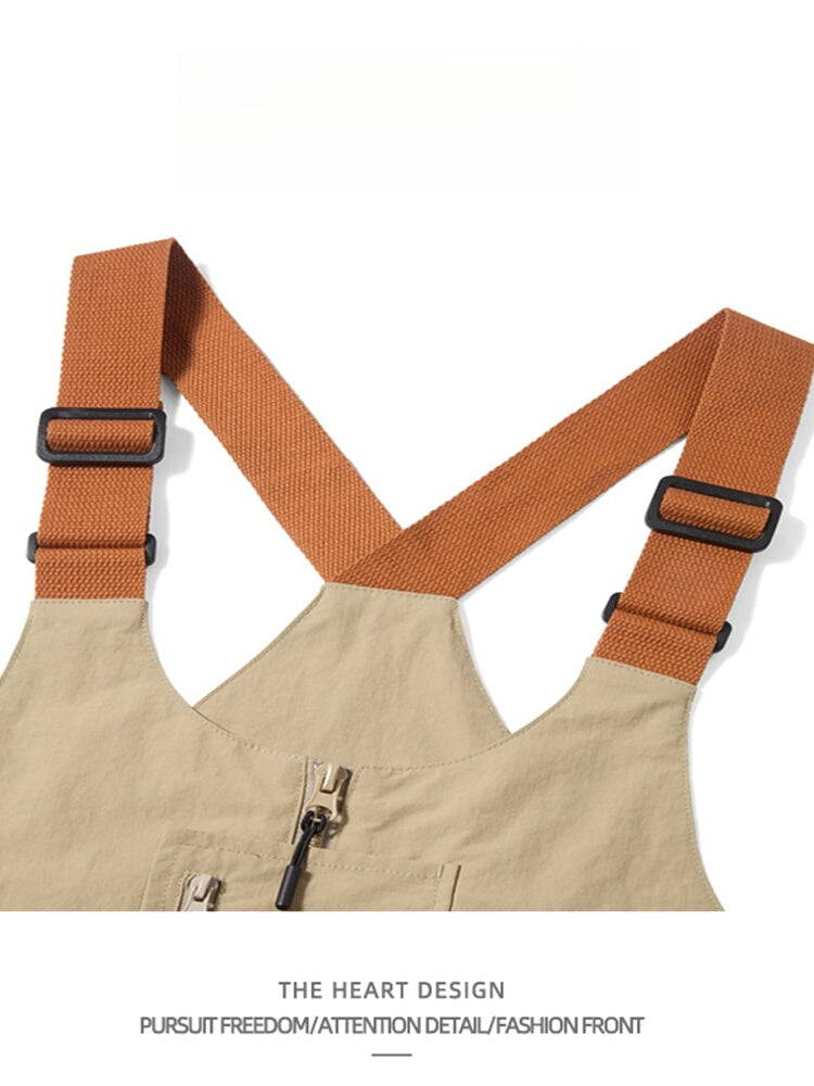 Unisex Convertible Workwear Vest – Textured Woven Multifunctional Top & Single Shoulder Bag – High Street Trendy Brand