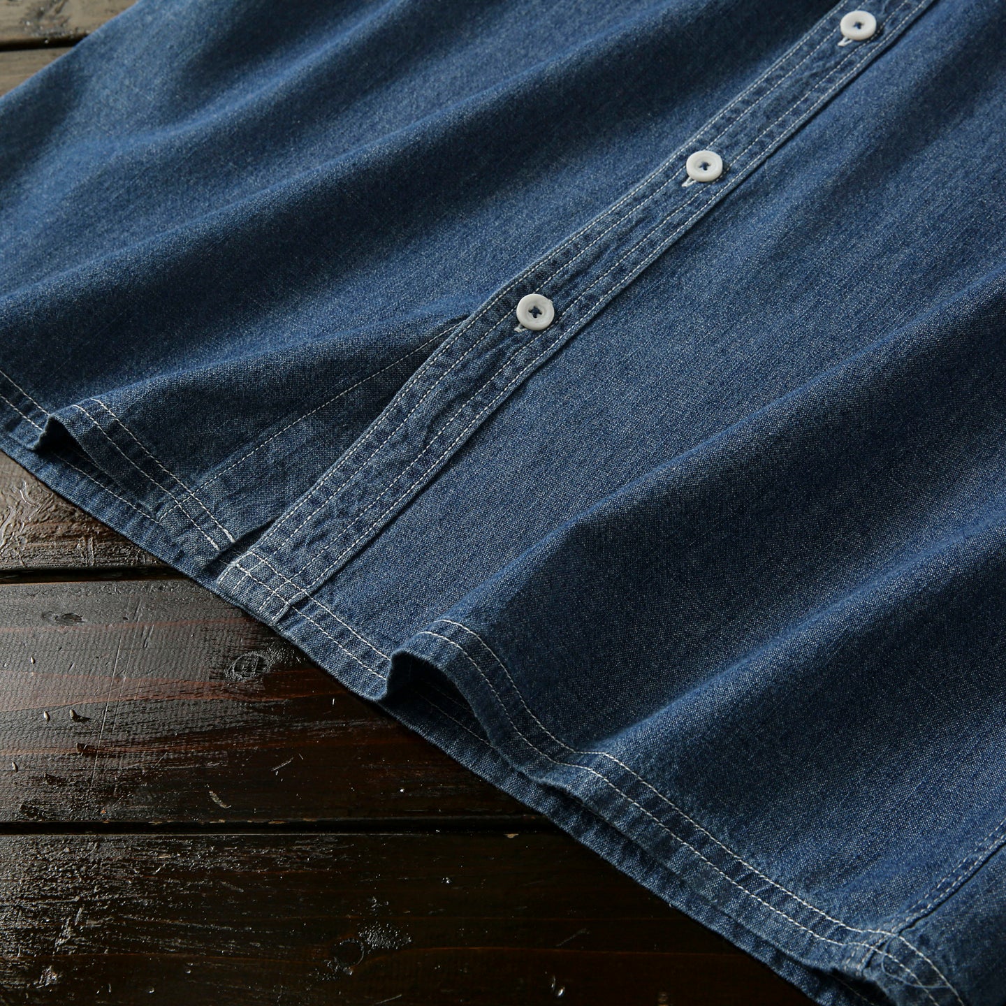 Pure Cotton Enzyme Wash! Export Surplus Men's Summer Turn-down Collar Denim Short Sleeve Shirt Top