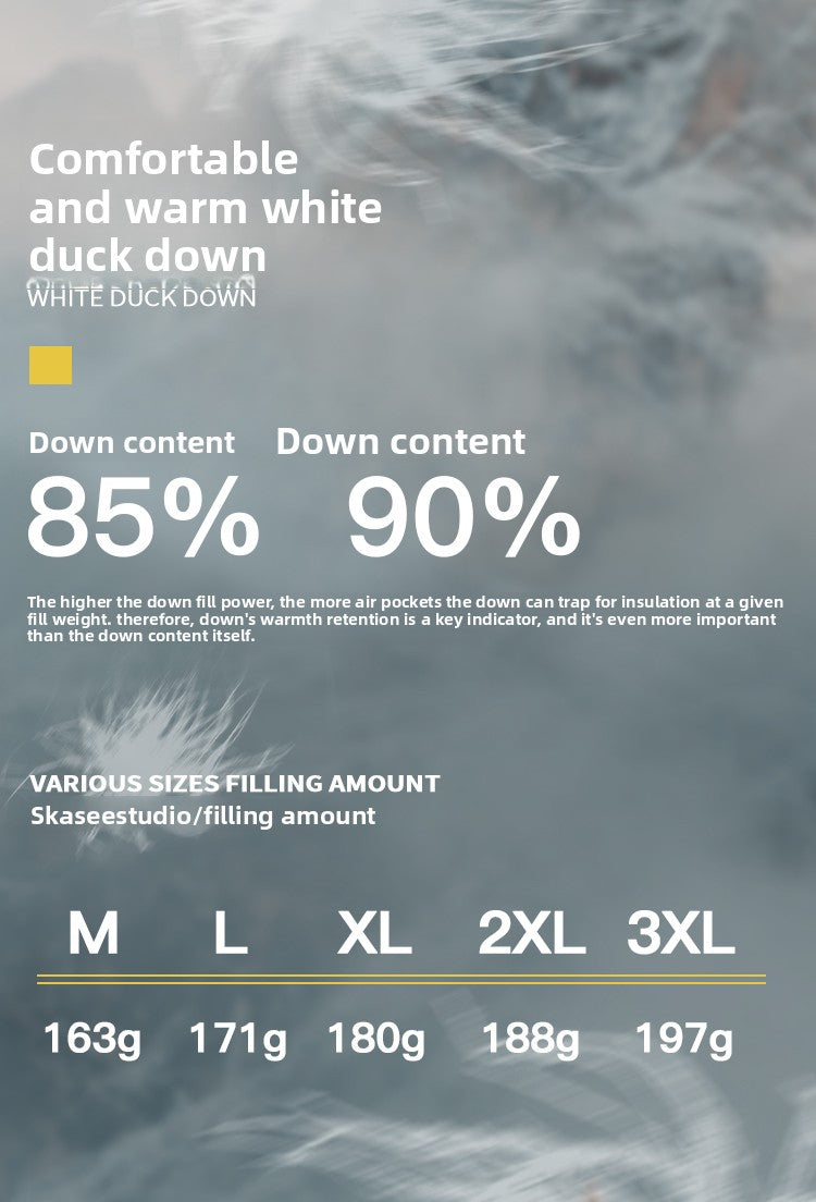 Detachable Fake Two-Piece Wool Collar Puff Feel Down Jacket Men Winter Trendy Loose Thickened Plaid Pattern Coat Trendy