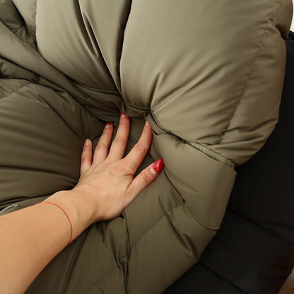 Men's Plus Size 800 Fill Power Mid-Length Down Jacket - Euro-American Style Hooded Thickened Cold-Resistant Warm Coat