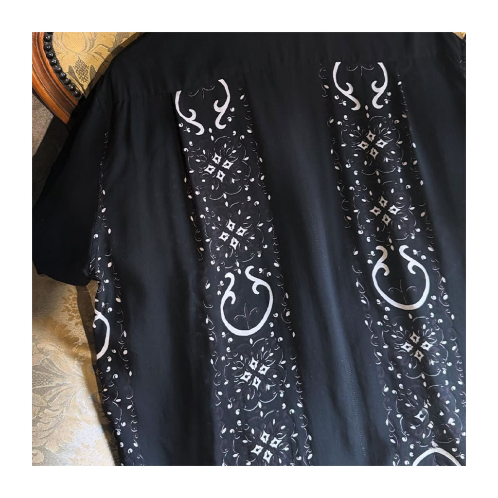 Japanese Style Casual Double Zipper Printed Short Sleeve Shirt Loose Fit Unisex