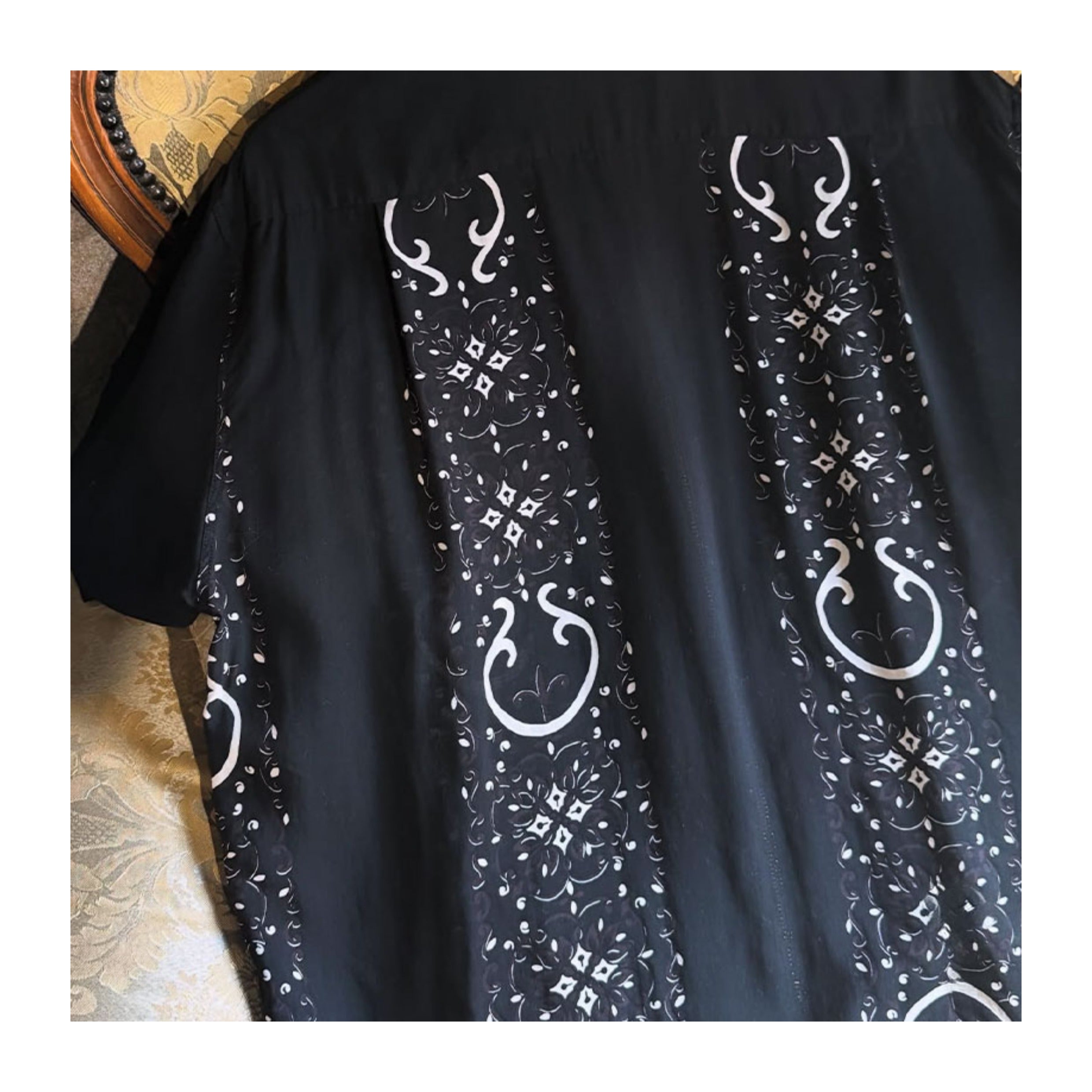 Japanese Style Casual Double Zipper Printed Short Sleeve Shirt Loose Fit Unisex