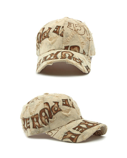 Washed Distressed Hard Brim Baseball Cap – American Retro Ripped Unisex – cap | japanese streetwear | vintage workwear | unisex | Yamalinclothes