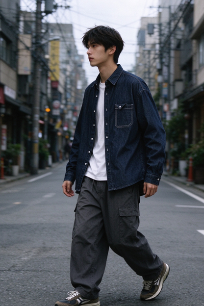 Denim Shirt – Washed Finish & Button Chest Pocket | Yamalinclothes