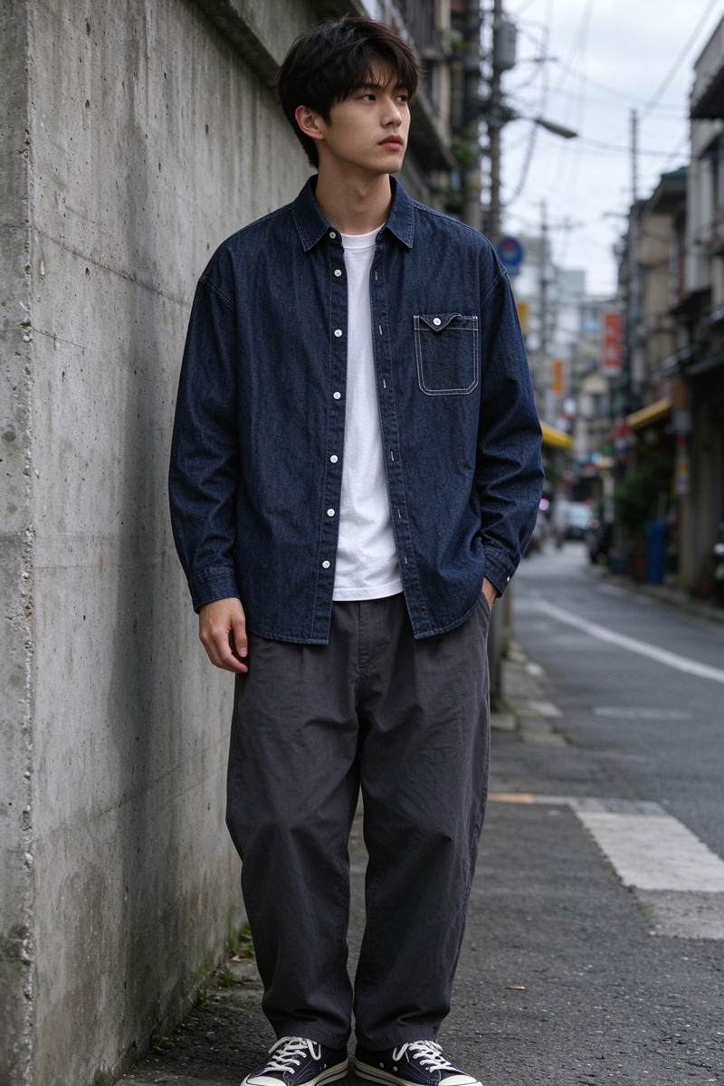Denim Shirt – Washed Finish & Button Chest Pocket | Yamalinclothes