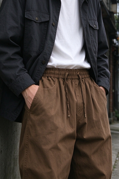 Cotton Balloon Pants – Washed Twill & Drawstring Waist | Yamalinclothes