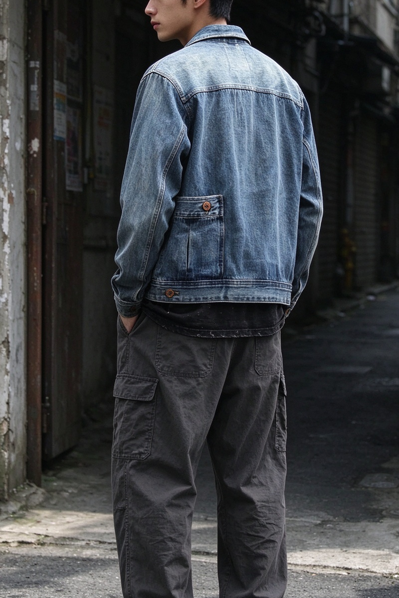 Washed Denim Jacket – Vintage Double Pocket – Coats Jackets | japanese streetwear | vintage workwear | unisex | Yamalinclothes