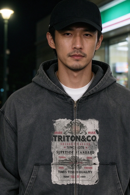 Graphic Zip Hoodie – Washed & Frayed Cotton | Yamalinclothes