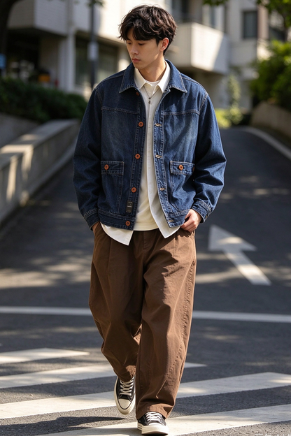 Washed Denim Jacket – Vintage Double Pocket – Coats Jackets | japanese streetwear | vintage workwear | unisex | Yamalinclothes