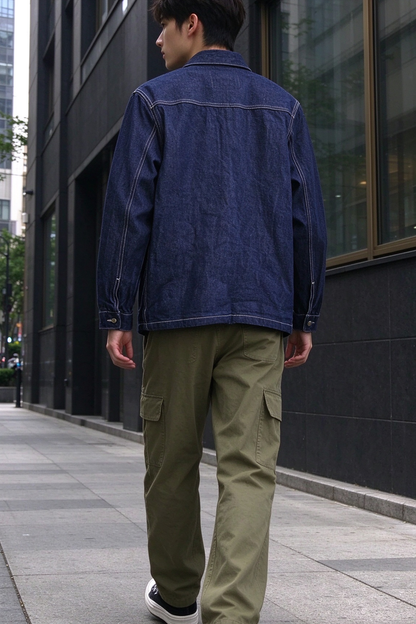 Indigo Denim Jacket – Windsor Collar – Coats Jackets | japanese streetwear | vintage workwear | unisex | Yamalinclothes