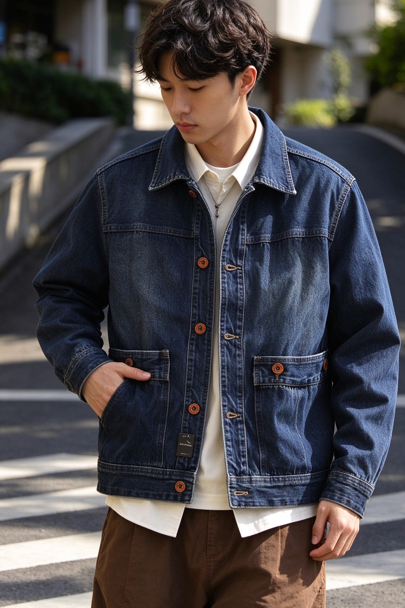 Washed Denim Jacket – Vintage Double Pocket – Coats Jackets | japanese streetwear | vintage workwear | unisex | Yamalinclothes