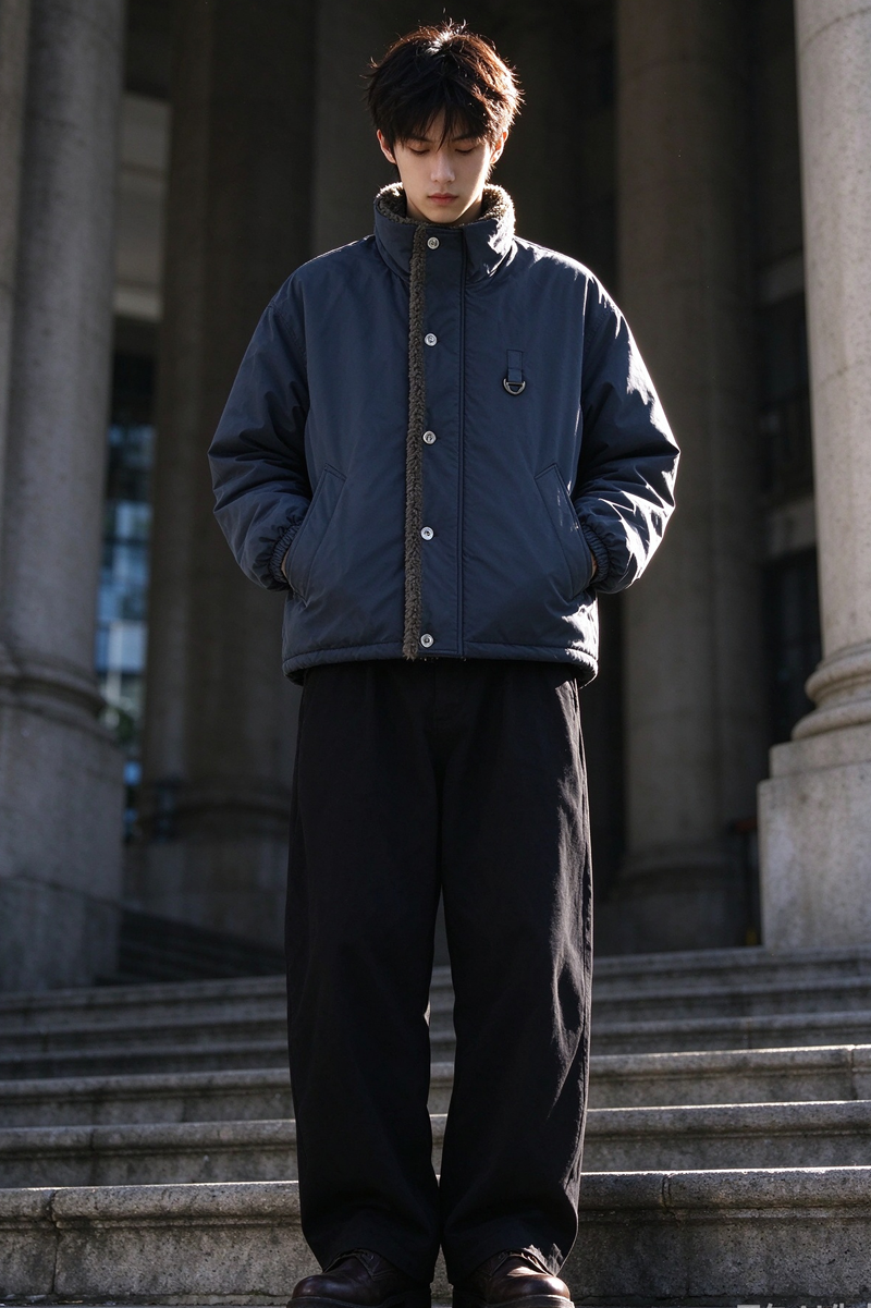 Stand-Collar Jacket – Fleece Trim & Button Front | Yamalinclothes