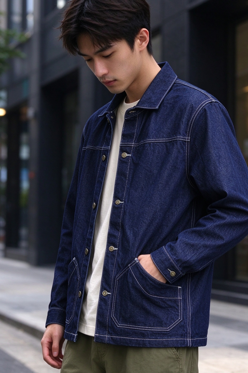 Indigo Denim Jacket – Windsor Collar – Coats Jackets | japanese streetwear | vintage workwear | unisex | Yamalinclothes