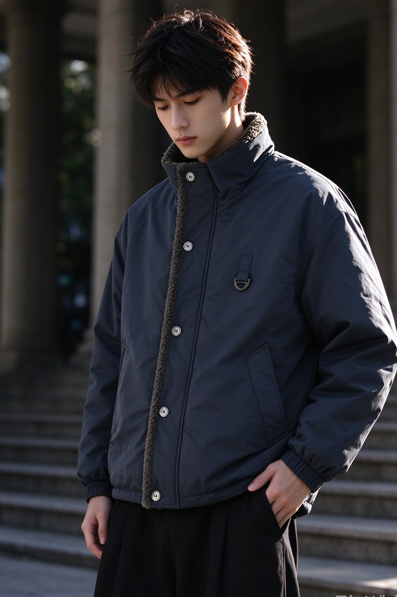 Stand-Collar Jacket – Fleece Trim & Button Front | Yamalinclothes
