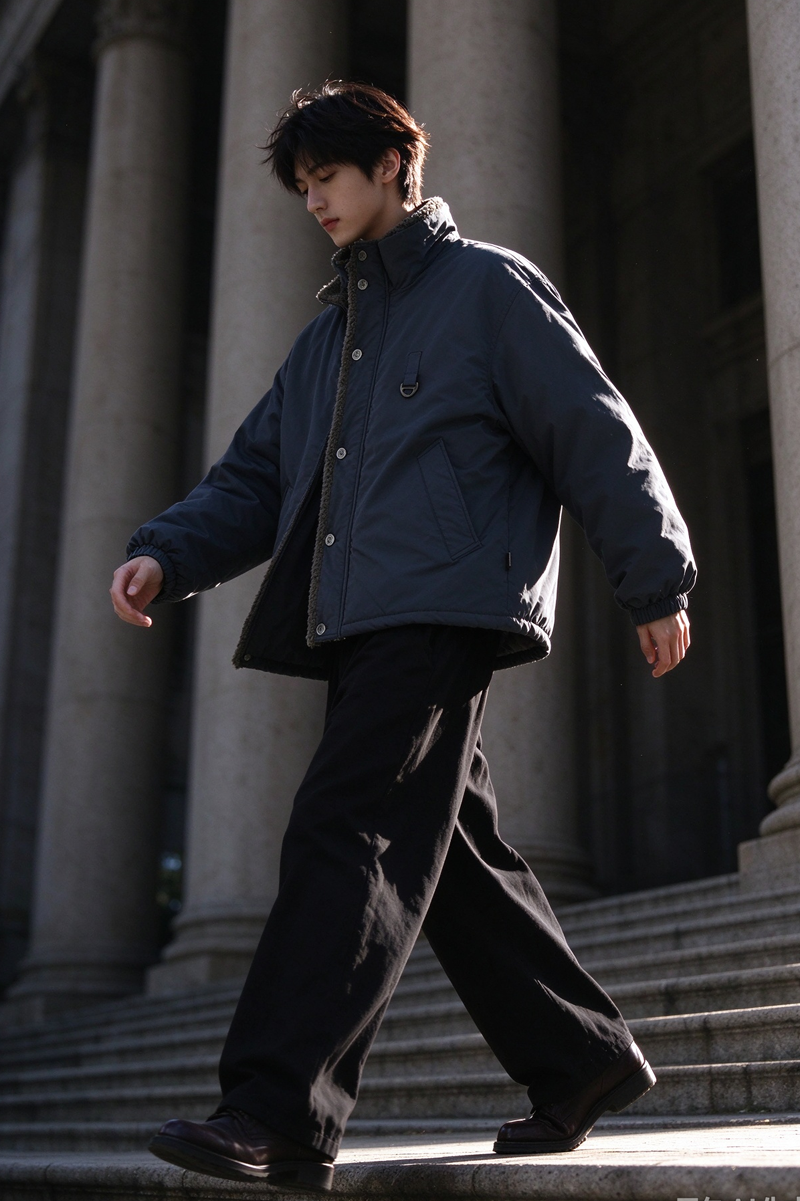 Stand-Collar Jacket – Fleece Trim & Button Front | Yamalinclothes