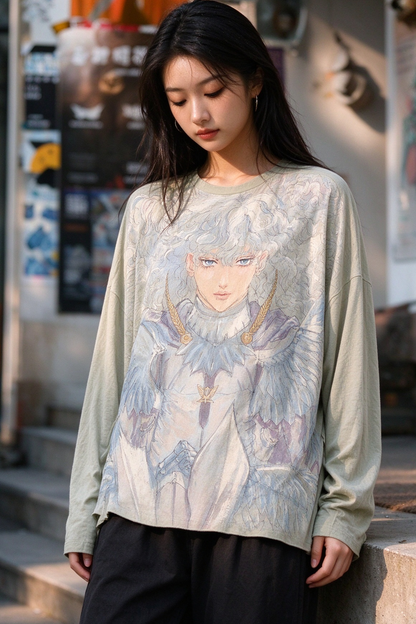 Oil Painting Long-Sleeve T-Shirt – Vintage Loose Fit – T-Shirts | japanese streetwear | vintage workwear | unisex | Yamalinclothes