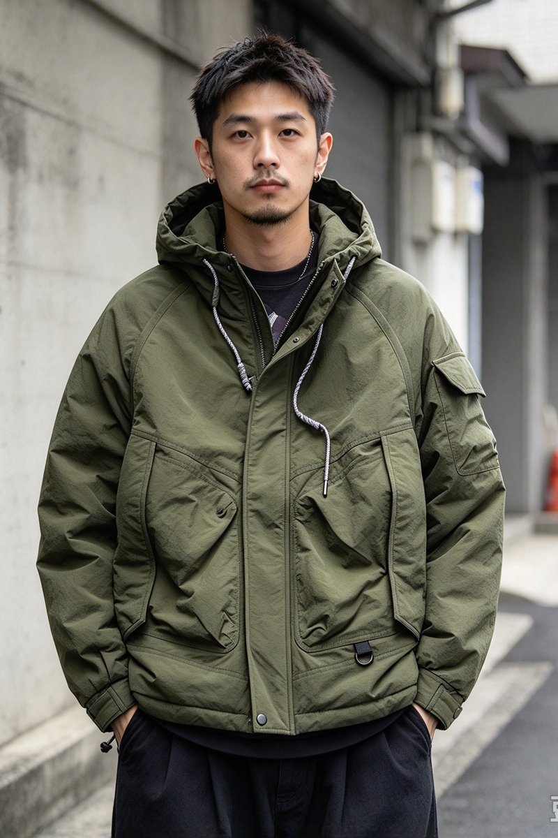 Hooded Down Jacket – Drawstring Multi Pocket | Yamalinclothes