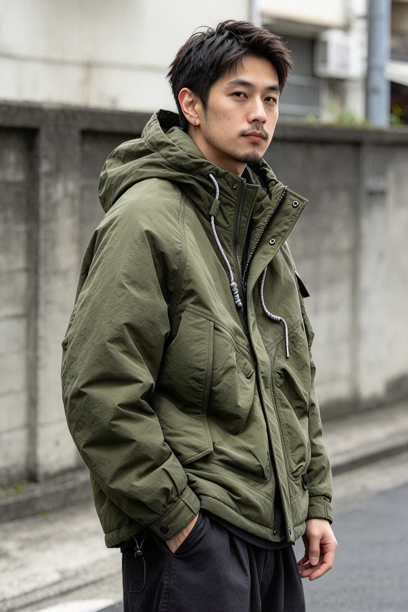 Hooded Down Jacket – Drawstring Multi Pocket | Yamalinclothes