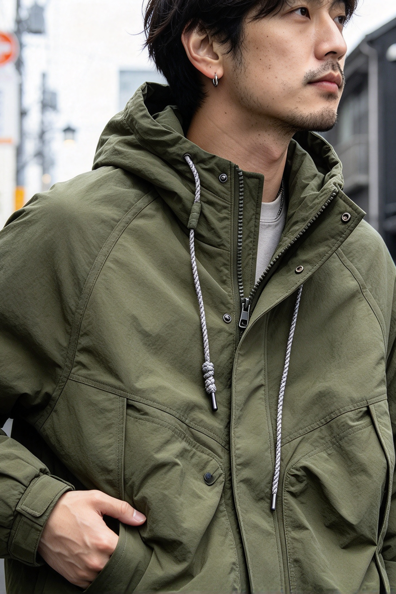 Hooded Down Jacket – Drawstring Multi Pocket | Yamalinclothes