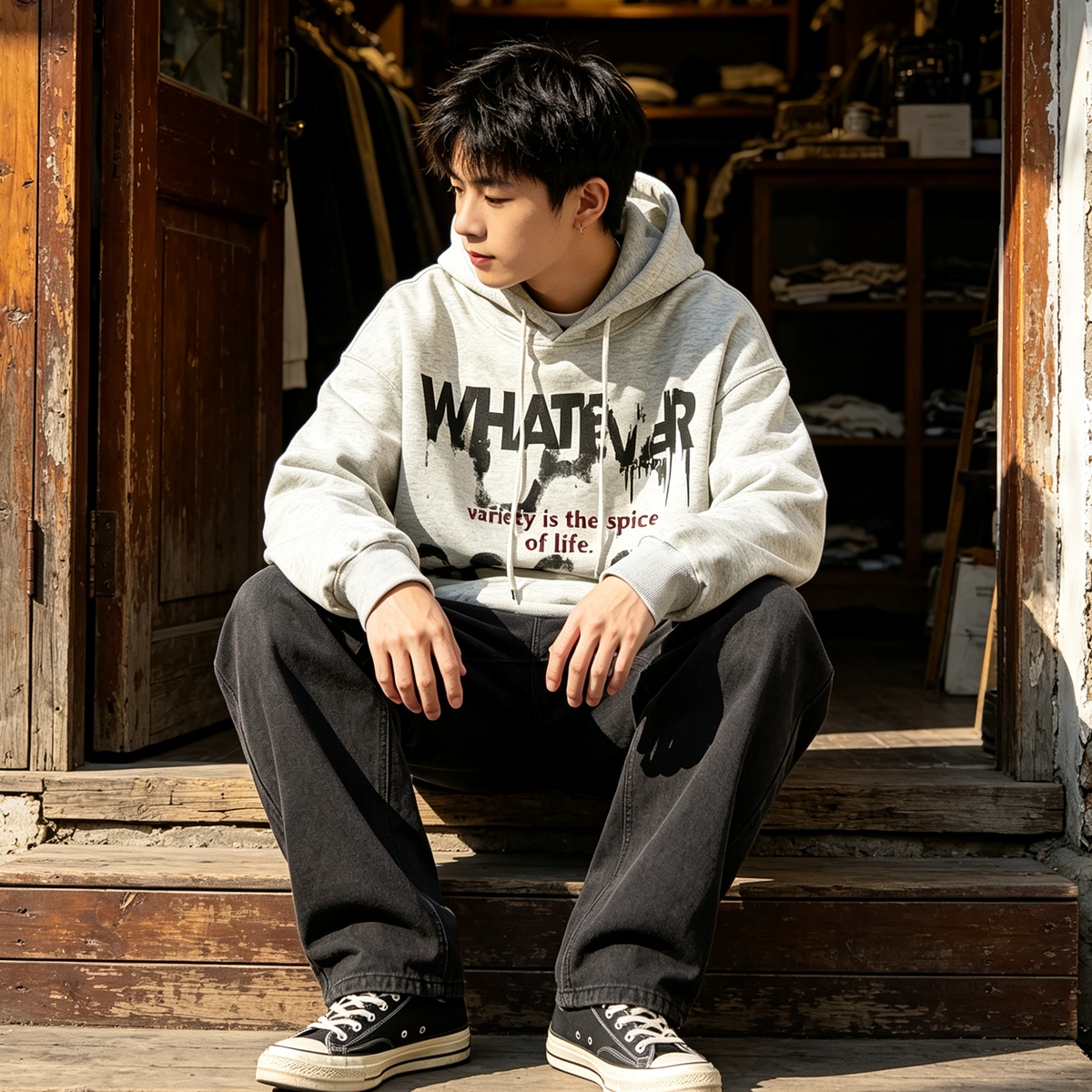 Fuzzy Letter Print Fleece Hoodie – Heavy Oversized Unisex | Yamalinclothes