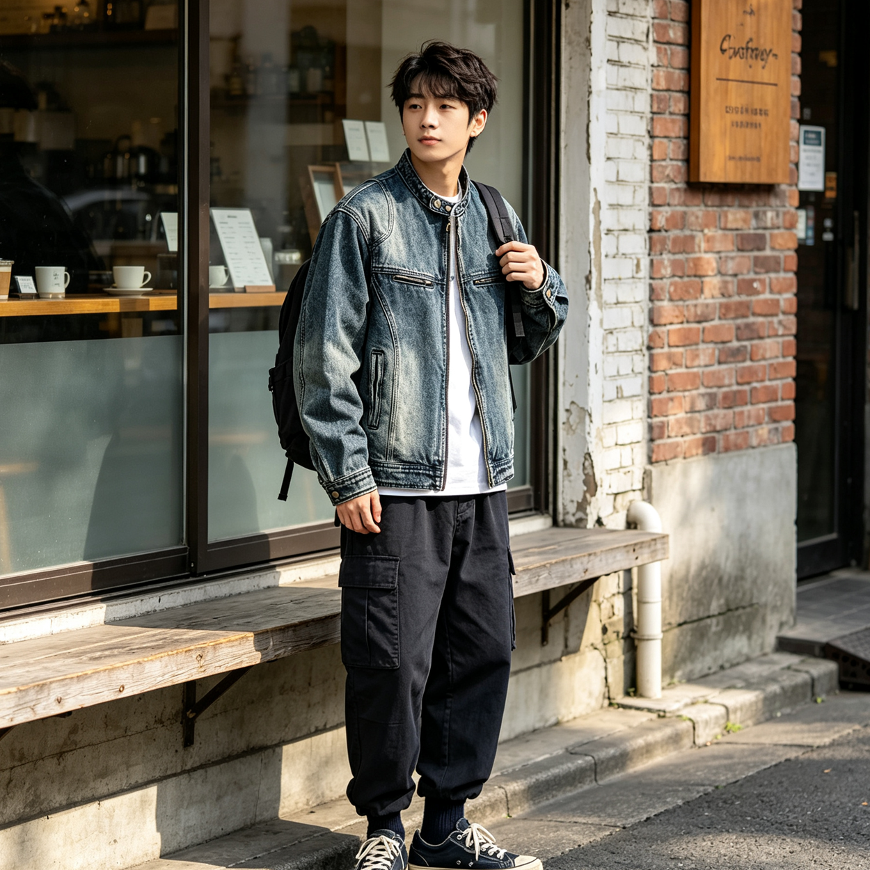 American Vintage Distressed Denim Jacket – Oversized Unisex Trucker Coat – Japanese vintage | yamalin clothes | Yamalinclothes