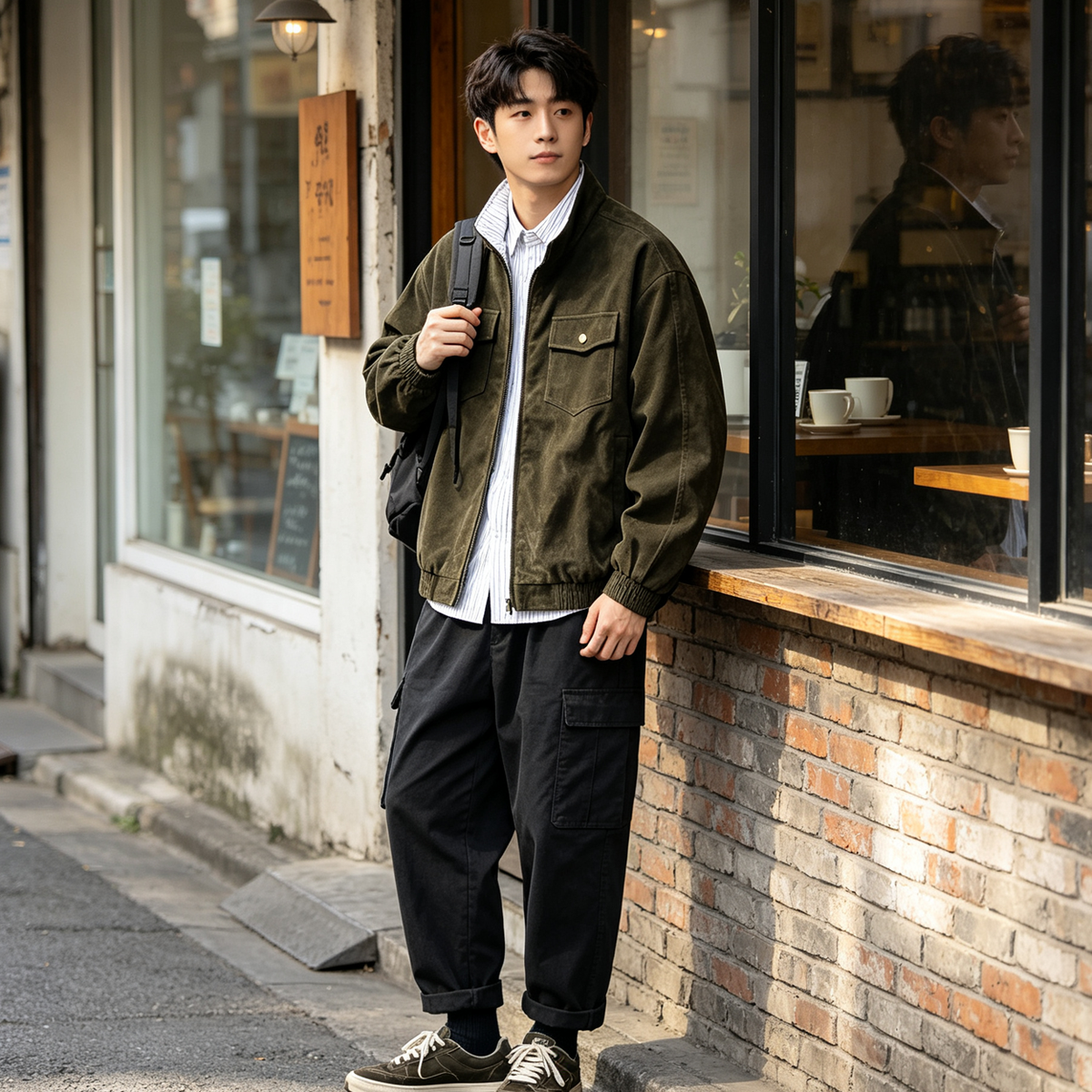 Stripe Patchwork Stand-Collar Harrington Jacket – Oversized Unisex | Yamalinclothes