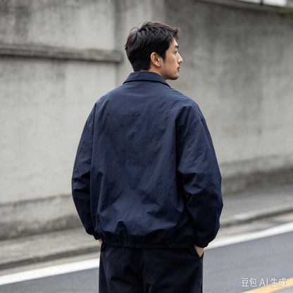 Japanese Vintage Letter Embroidered Lapel Coach Jacket – Oversized Unisex | Yamalinclothes