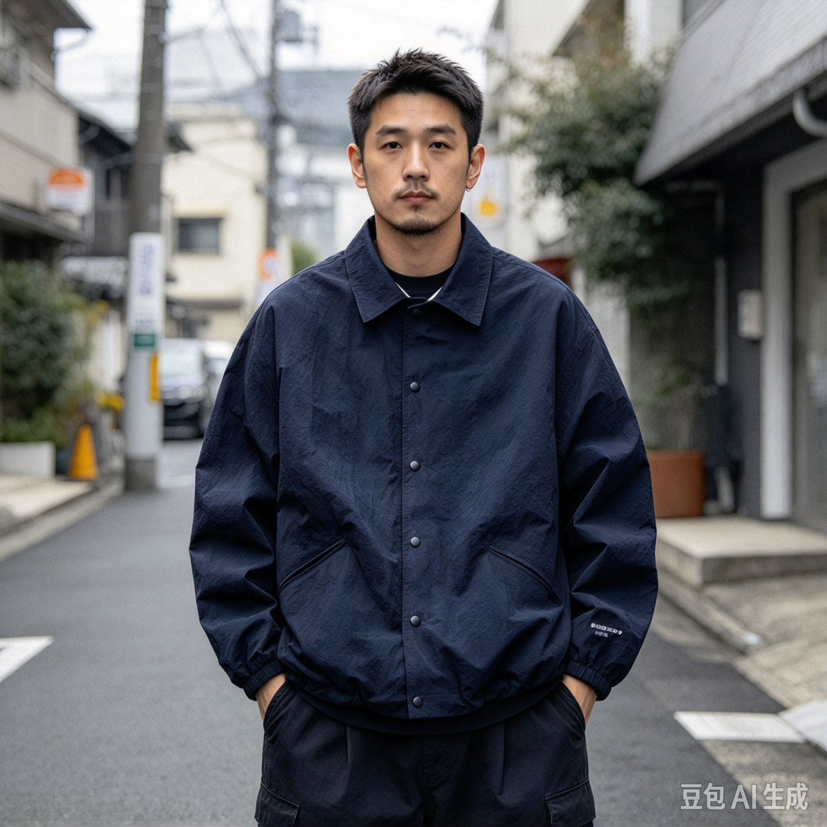 Japanese Vintage Letter Embroidered Lapel Coach Jacket – Oversized Unisex | Yamalinclothes