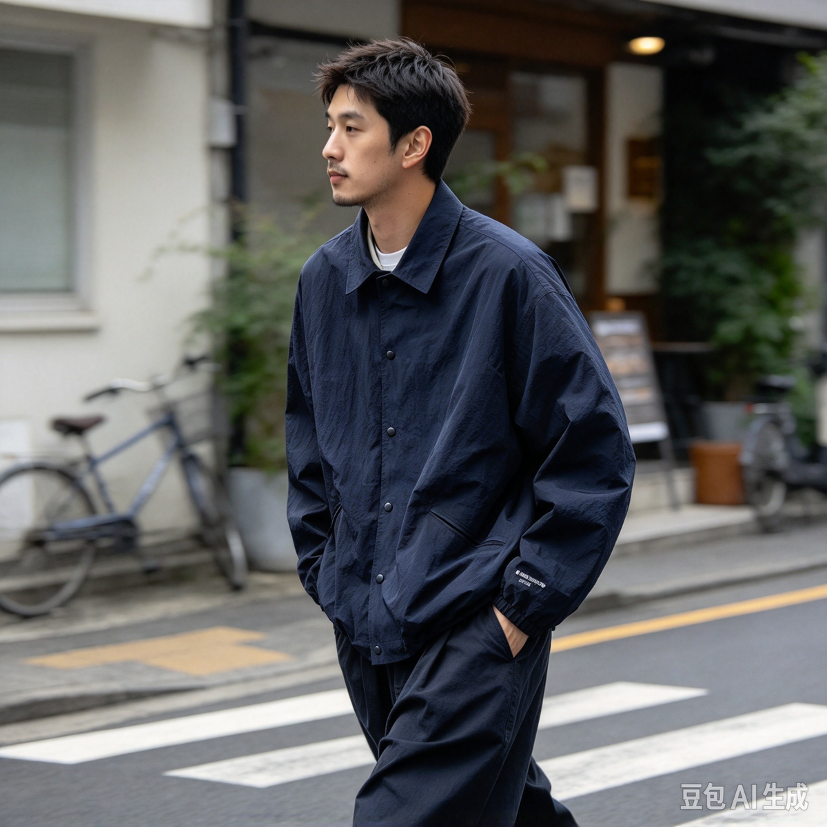 Japanese Vintage Letter Embroidered Lapel Coach Jacket – Oversized Unisex | Yamalinclothes