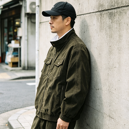 Stripe Patchwork Stand-Collar Harrington Jacket – Oversized Unisex | Yamalinclothes