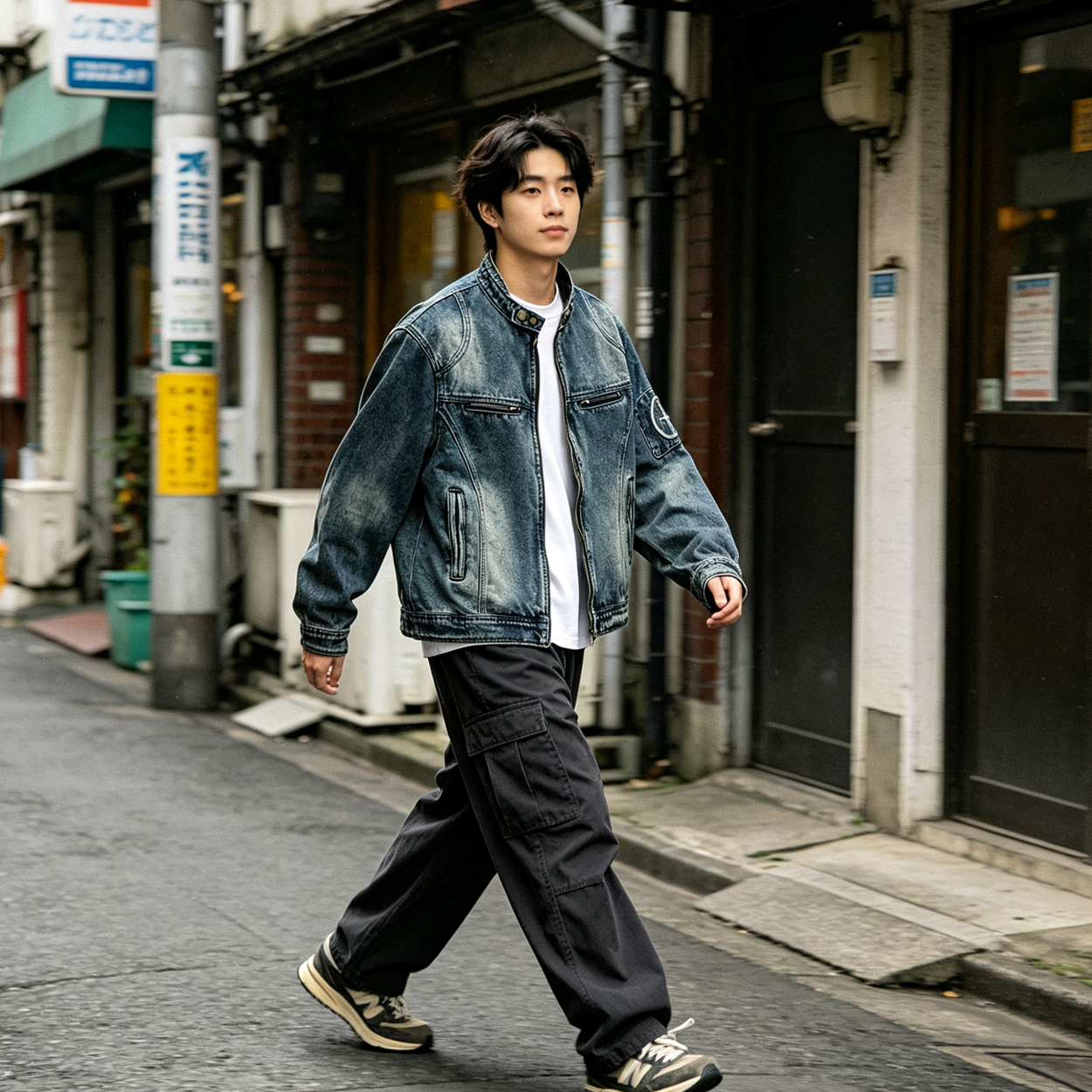 American Vintage Distressed Denim Jacket – Oversized Unisex Trucker Coat – Japanese vintage | yamalin clothes | Yamalinclothes