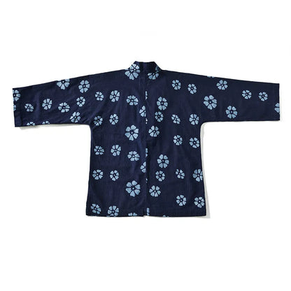 Amei Kaji plant indigo Japanese retro robe spring and autumn batik printed coat modified kimono | Japanese vintage | yamalin clothes | Yamalinclothes