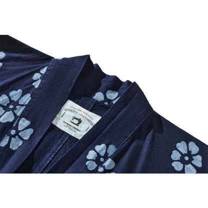 Amei Kaji plant indigo Japanese retro robe spring and autumn batik printed coat modified kimono | Japanese vintage | yamalin clothes | Yamalinclothes