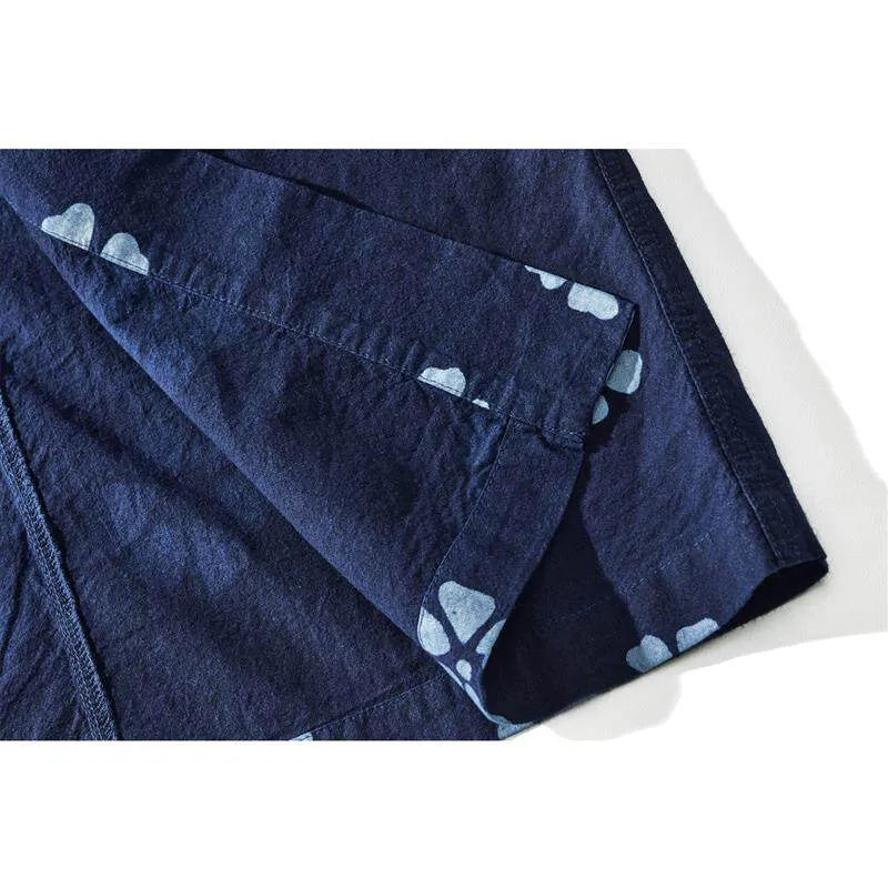 Amei Kaji plant indigo Japanese retro robe spring and autumn batik printed coat modified kimono | Japanese vintage | yamalin clothes | Yamalinclothes
