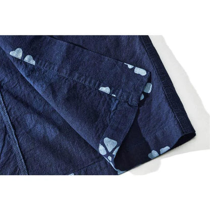 Amei Kaji plant indigo Japanese retro robe spring and autumn batik printed coat modified kimono | Japanese vintage | yamalin clothes | Yamalinclothes