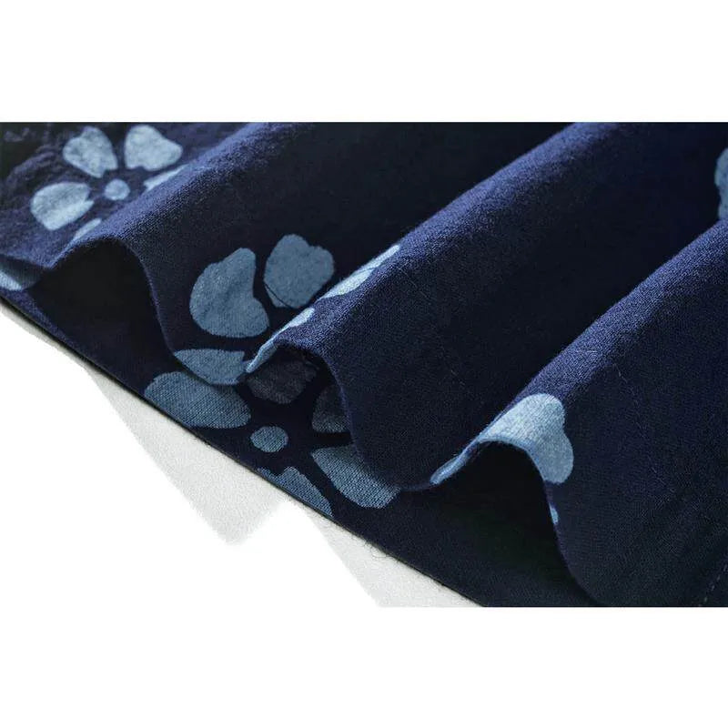 Amei Kaji plant indigo Japanese retro robe spring and autumn batik printed coat modified kimono | Japanese vintage | yamalin clothes | Yamalinclothes