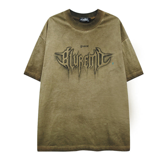 American High Street Washed Distressed Letter Print T-Shirt - Oversized Unisex Pure Cotton Short Sleeve Tee – Japanese vintage | yamalin clothes | Yamalinclothes