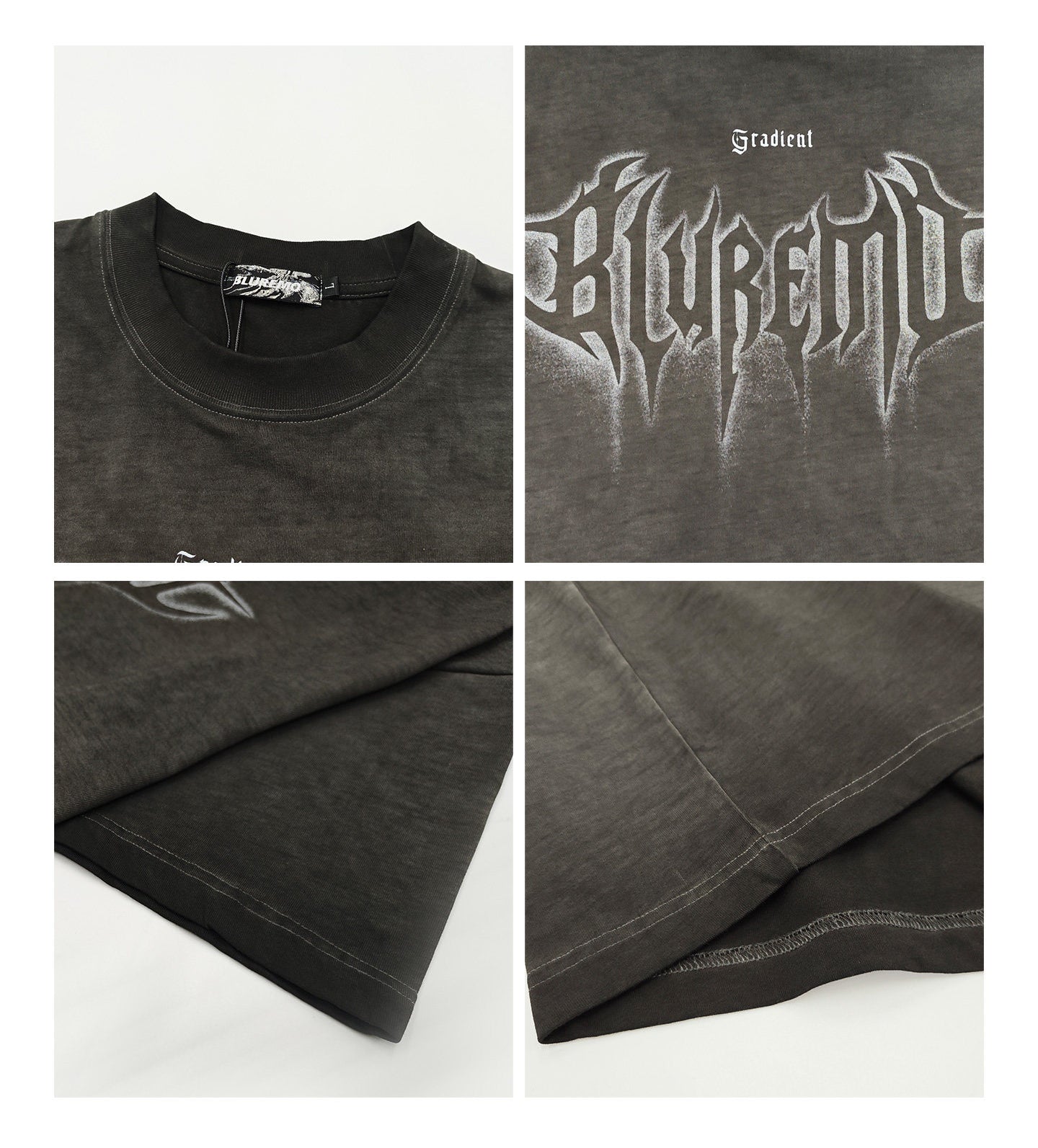 American High Street Washed Distressed Letter Print T-Shirt - Oversized Unisex Pure Cotton Short Sleeve Tee