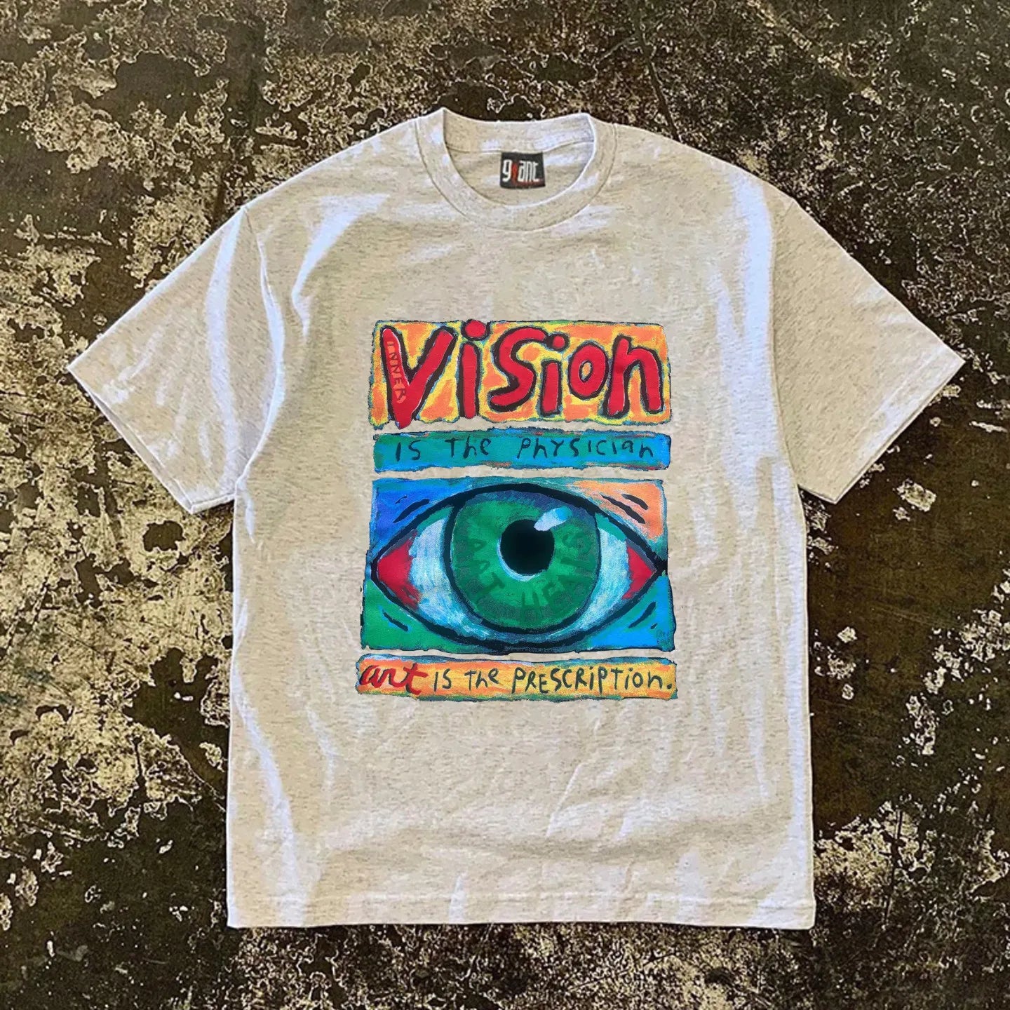 American Retro Eye Print T-Shirt - 260GSM Heavyweight Unisex Couple Short Sleeve Tee