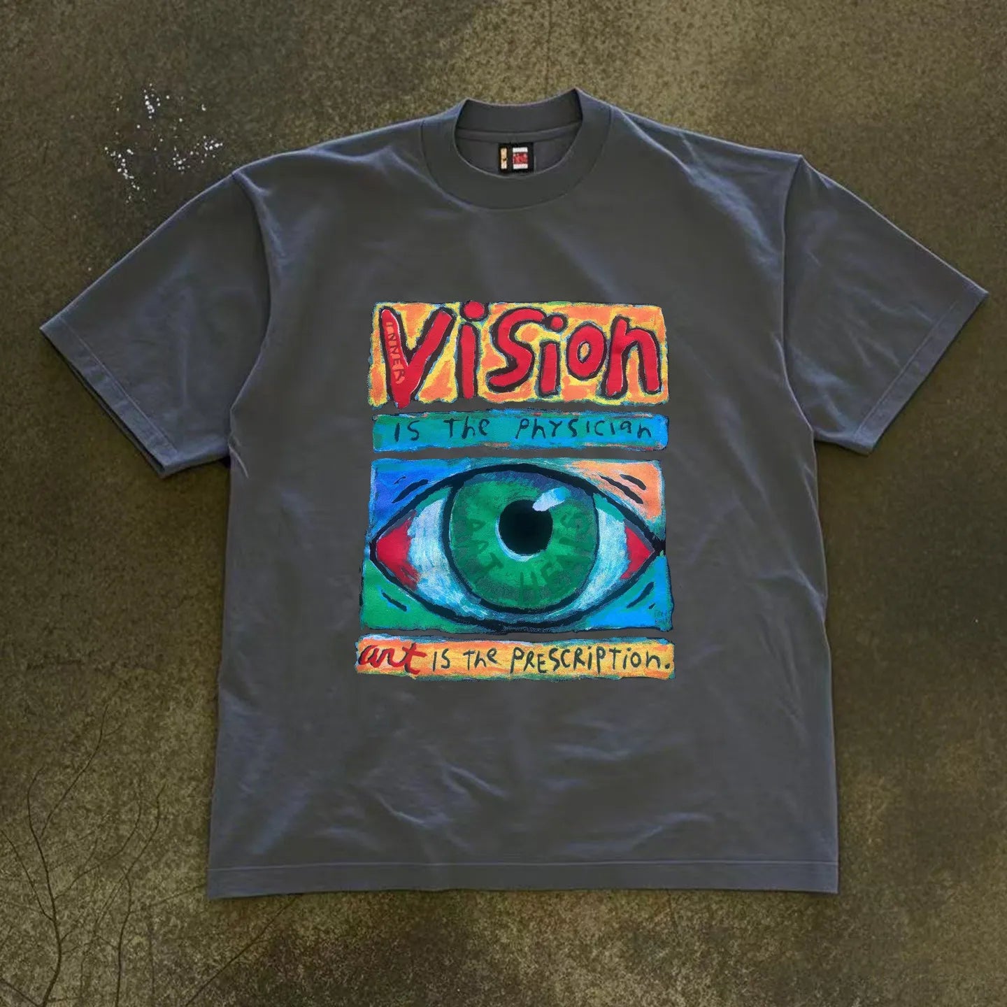 American Retro Eye Print T-Shirt - 260GSM Heavyweight Unisex Couple Short Sleeve Tee