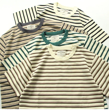 American retro heavy jacquard stripe short sleeve male Ami Ka drape contrast loose crew neck casual T-shirt tide | Japanese vintage | yamalin clothes | Yamalinclothes